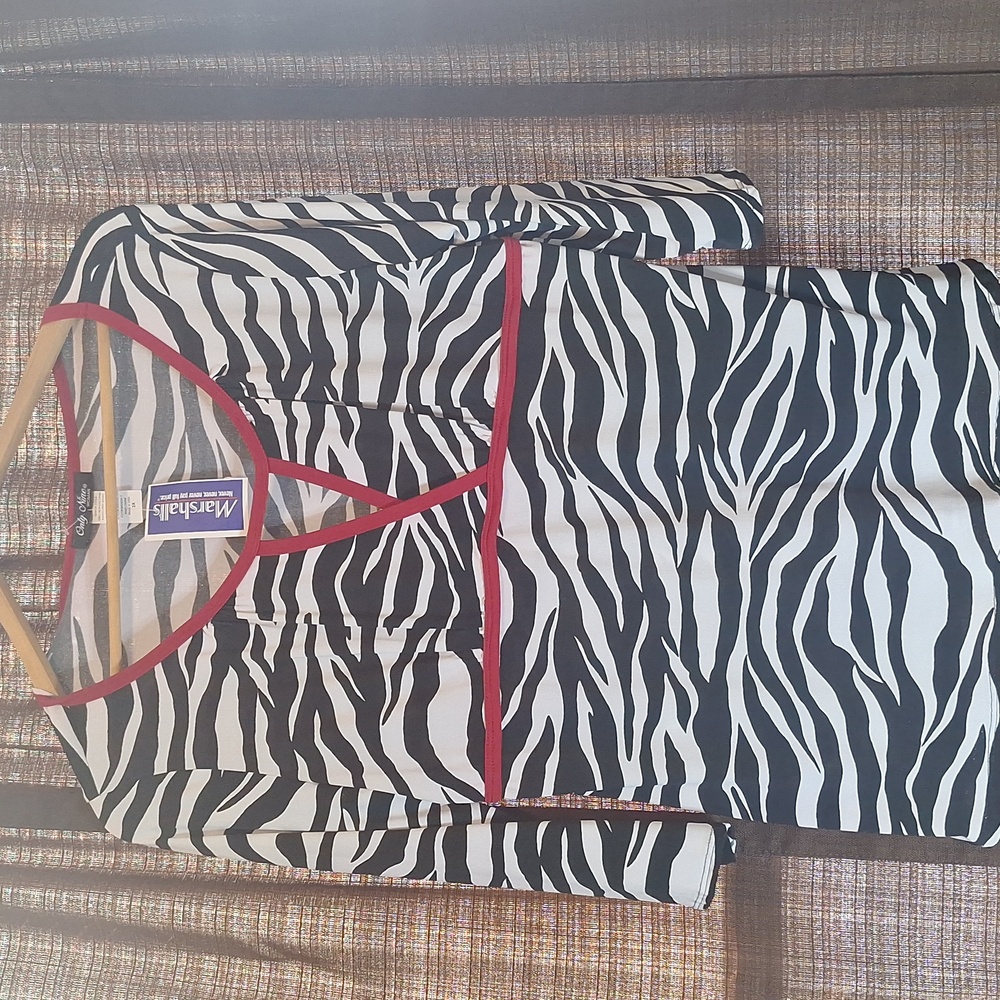 Only Nine Zebra Print with Red Trim Blouse